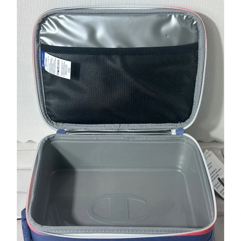 Champion Insulated Lunch Box with Built-In Hard Shell Tray Blue Red‎ T2717